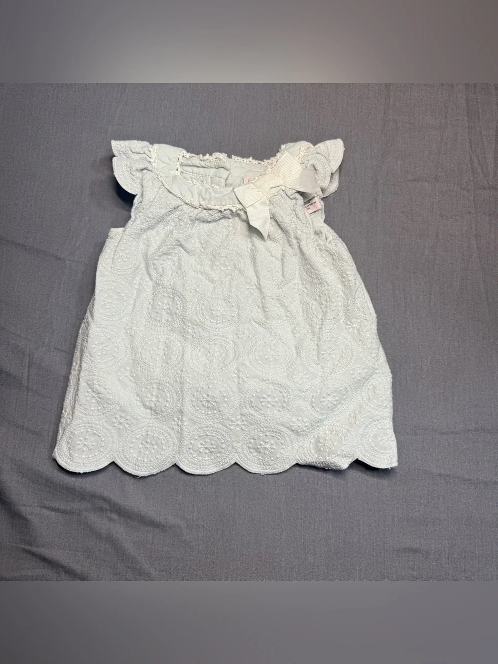 Catherine Malandrino Mint Eyelet Baby Dress with Bow